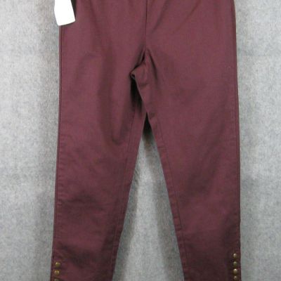 Soft Surroundings Petite Twill Leggings Size PS Metro Ankle Snaps Wine NWT